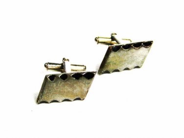 Vintage Silvertone & Black Cufflinks Unbranded 102915