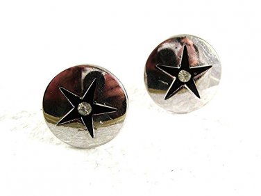 Vintage Sivertone Sparkly Rhinestone Cufflinks By SWANK 81217