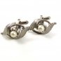Vintage Silver Tone & Faux Pearl Dress Cufflinks 3917