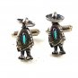 Vintage Silver Tone & Blue Sombero Serapi Cufflinks 9816