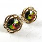 Vintage Goldtone Watermelon Green Cufflinks By DANTE 101017