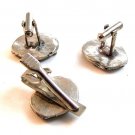 Vintage Unmarked Silver Tone Julius Ceasar Cufflinks & Matching Tie Clasp