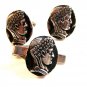 Vintage Unmarked Silver Tone Julius Ceasar Cufflinks & Matching Tie Clasp