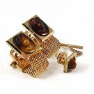 1970's Gold Tone & Carmel Cameo of a Lady Cufflinks & Tie Tac 92816