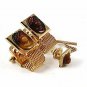 1970's Gold Tone & Carmel Cameo of a Lady Cufflinks & Tie Tac 92816