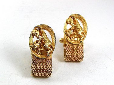 Vintage 1970's Goldtone RAM ZODIAC Wrap Around Cufflinks 101817