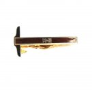 KE T Square Red Black Goldtone Tie Clasp By Kinney Co. 32916