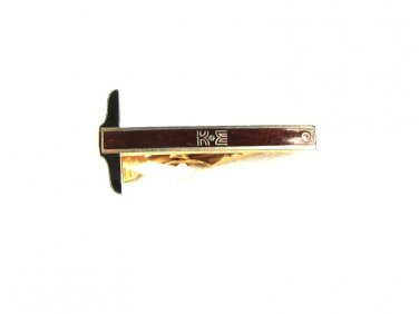 KE T Square Red Black Goldtone Tie Clasp By Kinney Co. 32916