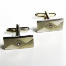Silver Tone & Small Sparkley Rhinestone Cufflinks Unbranded 102915