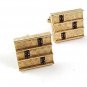 Classy 1960's-70's Goldtone & Amber Glass Cufflinks 5917
