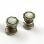 Art Deco Silvertone Green Mother of Pearl Cufflinks By SNAP LINK 4517
