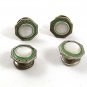 Art Deco Silvertone Green Mother of Pearl Cufflinks By SNAP LINK 4517