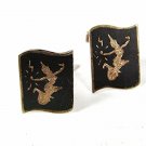 1940's - 50's Sterling Silver Niello Dancing Girl Cufflinks Made In SIAM 81016