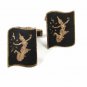 1940's - 50's Sterling Silver Niello Dancing Girl Cufflinks Made In SIAM 81016