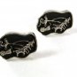 1970's Silver Tone Black Roman Warrior & Chariot Cufflinks By SWANK 51616