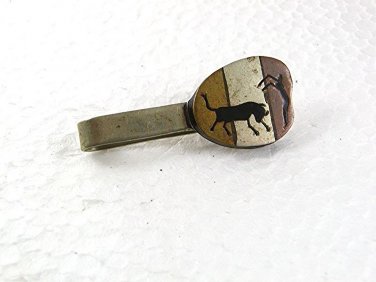 Vintage Alpaca Silver Bull Fighter Matador & Bull Tie Clasp 7717