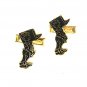 Vintage Goldtone Black Man Holding Carrying Sign Laptop Book ?? Cufflinks 62617