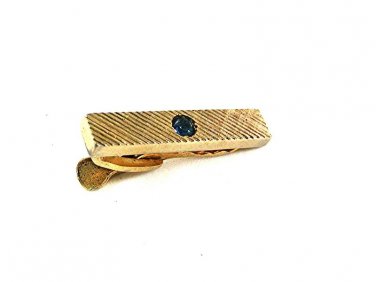 1960's Goldtone & Blue Tie Clasp By HICKOK USA 91017