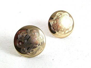 Vintage Goldtone Round Initials Cufflinks 81817