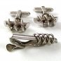 Vintage Silvertone Cufflinks & Tie Clasp By HICKOK USA 61317