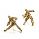 Vintage Gold Tone Gymnast Dancer Exercise Cufflinks 12617