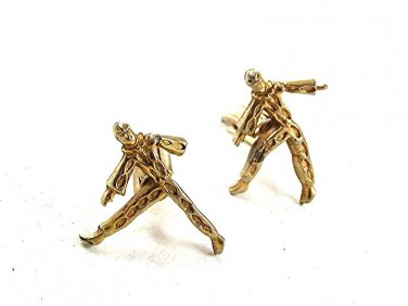 Vintage Gold Tone Gymnast Dancer Exercise Cufflinks 12617