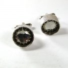 1970's - 80's Silver Tone & Rhinestone Cufflinks Unbranded 8116