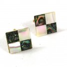 1970's Abalone & Mother of Pearl Silver Tone Cufflinks Unbranded 51616