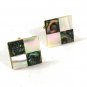 1970's Abalone & Mother of Pearl Silver Tone Cufflinks Unbranded 51616
