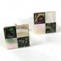 1970's Abalone & Mother of Pearl Silver Tone Cufflinks Unbranded 51616