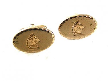 Vintage Goldtone Horse Head Chess Knight Cufflinks 8917
