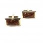 Vintage Silver Tone Sparkly Brown Yellow Cufflinks Unbranded 53116