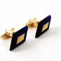 Vintage Gold Tone & Very Dark Blue Cufflnks & Tie Clasp By HICKOK USA 91716