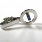 Vintage Silvertone & Blue Rhinestone Tie Clasp by PIONEER 81215