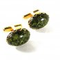 Goldtone & Greenish Blackish Cufflinks Unbranded 41216