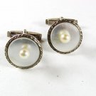Vintage Silver Mother of Pearl & Real Pearl Cufflinks Unbranded 41216