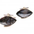 Silver Tone & Gray Plastic Cufflinks Unbranded 12315