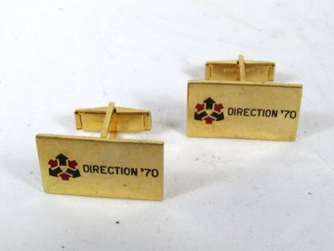 Vintage Gold Tone Direction '70 Cufflinks PAT 2974381 81916