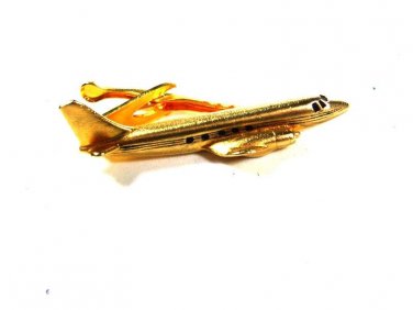 Great Looking Goldtone Airplane Plane Tie Clasp Unbranded 81215