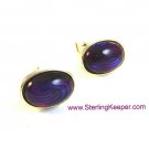 Vintage Silver Tone & Purplish Reddish Mexican Cufflinks