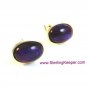 Vintage Silver Tone & Purplish Reddish Mexican Cufflinks