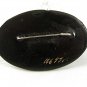Signed Vintage Russian Group of Flowers Black Lacquered Wood Brooch 6917