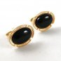 Gold Tone & Black Dressy Oval Cufflinks 121616
