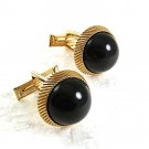 Vintage Goldtone Black Cufflinks 8417