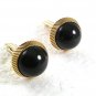 Vintage Goldtone Black Cufflinks 8417
