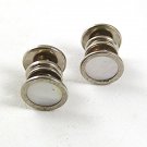 Art Deco / Edwardian Silvertone & Mother of Pearl Snap Link Cufflinks 4517