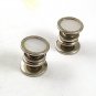 Art Deco / Edwardian Silvertone & Mother of Pearl Snap Link Cufflinks 4517