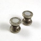 Deco Silvertone Mother Pearl Snap Link Cufflinks BAER WILDE KUM-A-PART 4617