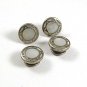 Deco Silvertone Mother Pearl Snap Link Cufflinks BAER WILDE KUM-A-PART 4617