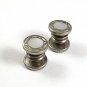 Deco Silvertone Mother Pearl Snap Link Cufflinks BAER WILDE KUM-A-PART 4617